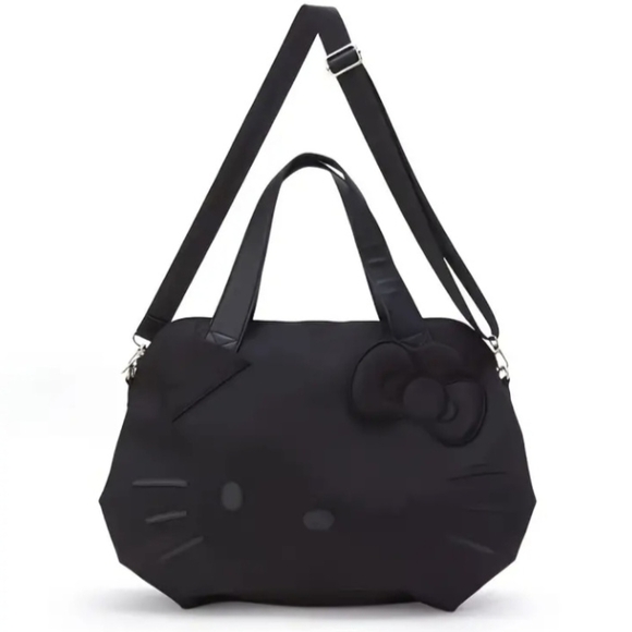 SALE! Hello Kitty Kawaii Sanrio Cute Cat Big Black Duffle Travel Sports Tote Bag - Picture 2 of 16